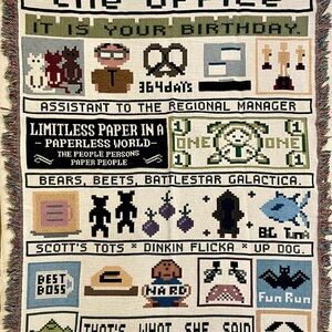 The Office 50x60” Woven Tapestry Fringe Throw Blanket Collage Sampler